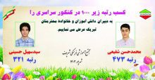 کسب رتبه زیر ۱۰۰۰ در کنکور سراسری